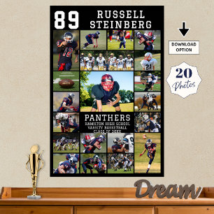 Póster Noche de Fútbol de último año 20 Collage de Fotos