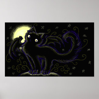 Póster Noche de gatos de luna llena