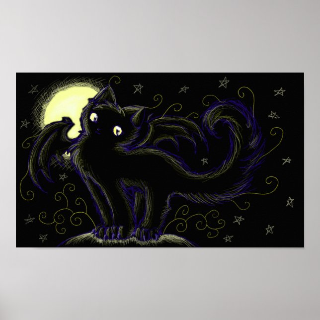 Póster Noche de gatos de luna llena (Frente)