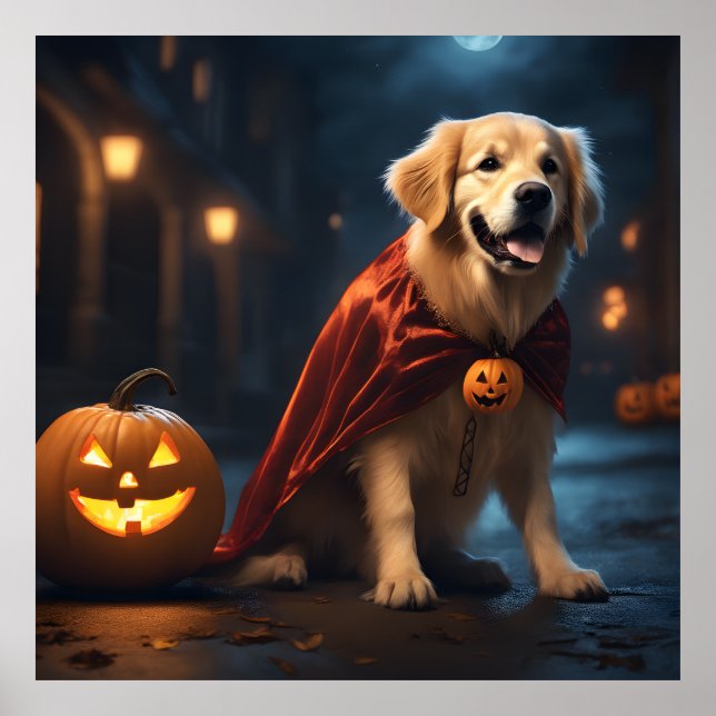 Póster Noche de Halloween de Cachorro de Cachorro de Oro (Frente)