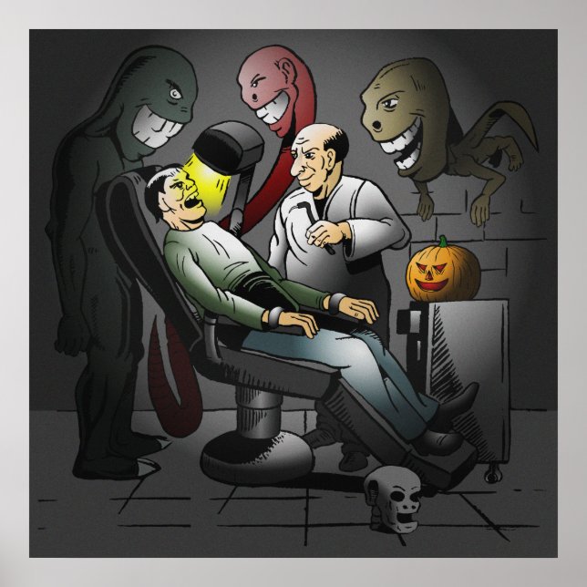 Póster Noche de Halloween en el Poster dentista (Frente)