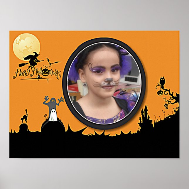 Póster Noche de Halloween en un resplandor Naranja agrega (Frente)
