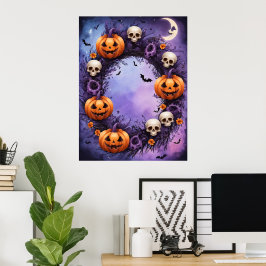 Póster Noche de Halloween encantada