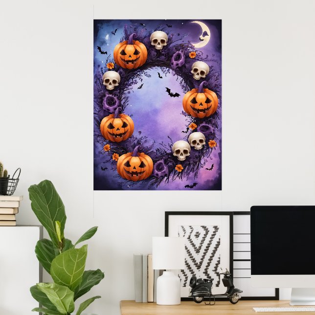 Póster Noche de Halloween encantada (Oficina en casa)
