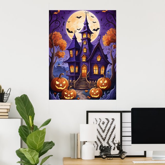 Póster Noche de Halloween encantada (Oficina en casa)