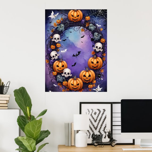 Póster Noche de Halloween encantada (Oficina en casa)