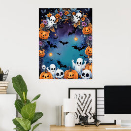 Póster Noche de Halloween encantada