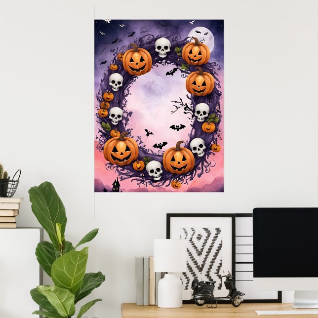 Póster Noche de Halloween encantada (Oficina en casa)
