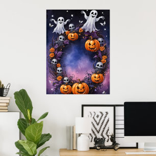 Póster Noche de Halloween encantada