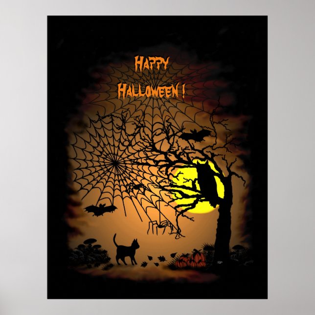 Póster Noche de Halloween, ¡Feliz Halloween! (Frente)