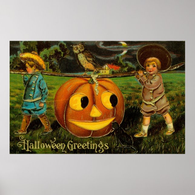 Póster Noche de halloween Jack-o-Lantern para niños (Frente)
