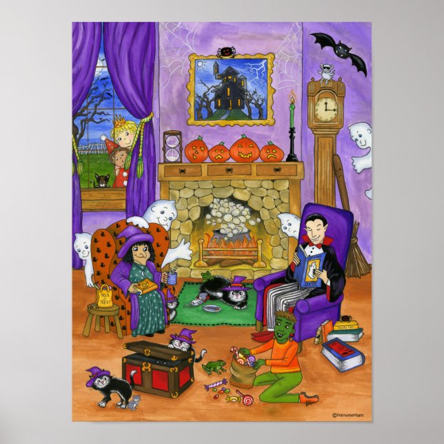 Póster Noche de Halloween. Poster de Halloween para niños (Frente)