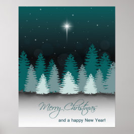 Póster Noche de invierno con la estrella de Belén