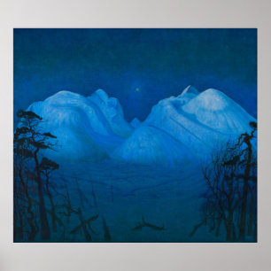Póster Noche de invierno en las montañas