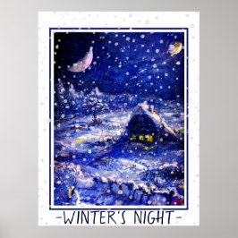 Póster Noche de invierno. Media luna. Rusia