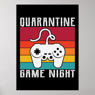 Póster Noche de juego de cuarentena, juegos divertidos, v