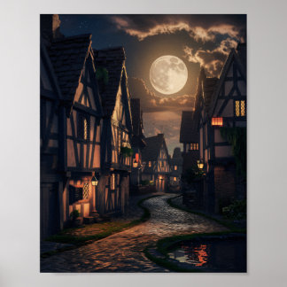 Póster Noche de la Ciudad Vieja Luna Llena