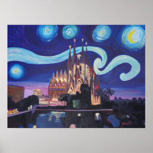 Póster Noche de la Sagrada Familia Starry