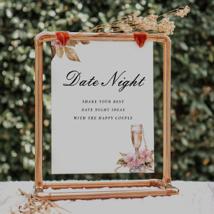 Póster Noche de las perlas Prosecco Rótulo de ducha de no