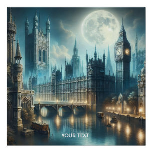 Póster Noche de Londres gótica fantástica y linda