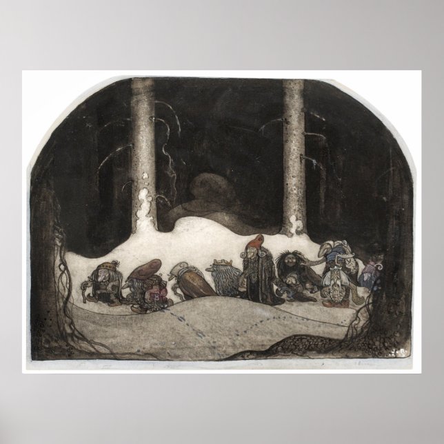 Póster Noche de los Navidades, 1913, de John Bauer Art (Frente)