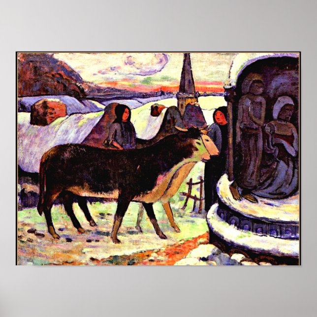 Póster Noche de los navidades, pintura artística fina de  (Frente)