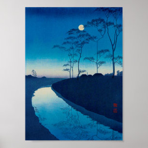 Póster Noche de luna llena, Koho Shoda, Woodcut