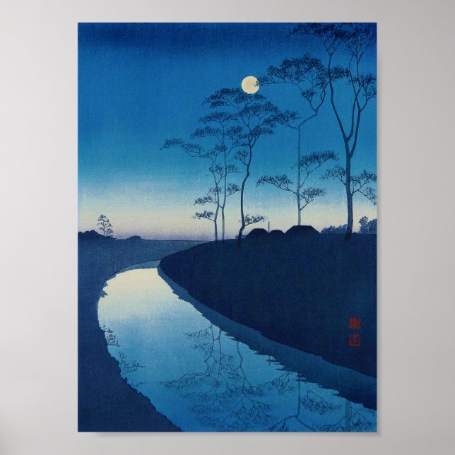 Póster Noche de luna llena, Koho Shoda, Woodcut (Frente)