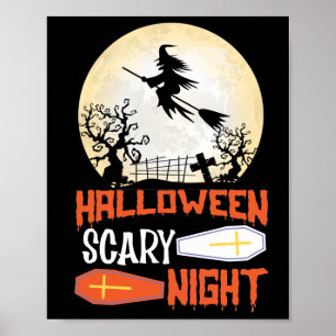 Póster Noche de miedo de Halloween Bruja