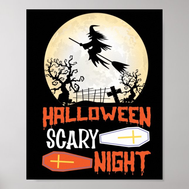 Póster Noche de miedo de Halloween Bruja (Frente)