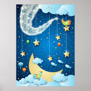 Póster Noche de música y luna grande