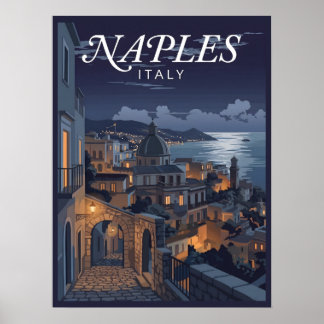 Póster Noche de Nápoles Italia Vintage Viajes