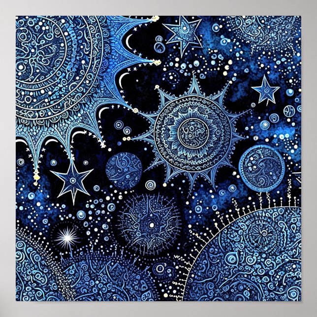 Póster Noche de Navidades azules y blancos (Frente)