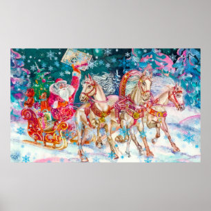 Póster Noche de Navidades de la nieve en el caballo mágic