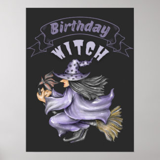 Póster Noche de octubre Bruja Fantasma Halloween