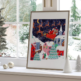 Póster Noche de Santa antes de Navidad Pueblo Nórdico