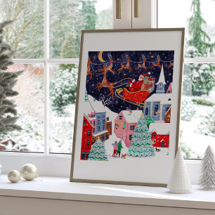 Póster Noche de Santa antes de Navidad Pueblo Nórdico