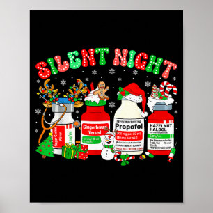 Póster Noche de silencio retro propofol Er Ed Rn enfermer