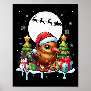 Póster Noche de snowman Santa Kiwi sobre el costo colorid