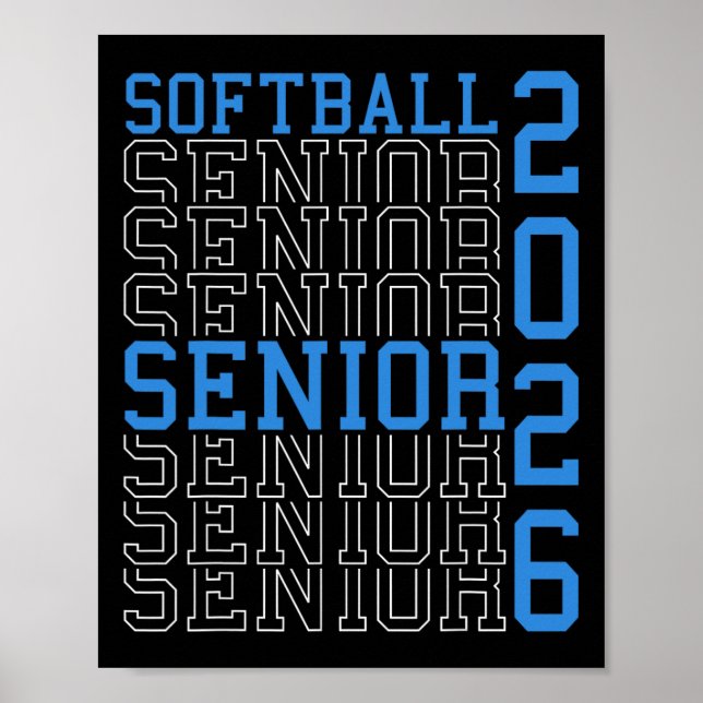 Póster Noche de Softbol de Último Año Softbol 2026 Gradua (Frente)