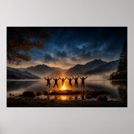 Póster Noche de verano alrededor de la fogata