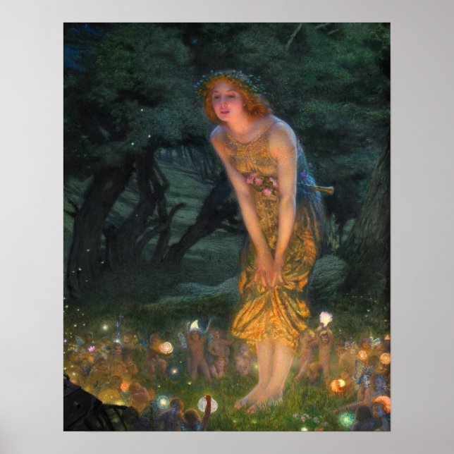 Póster Noche de verano de 1908 por Edward Robert Hughes (Frente)