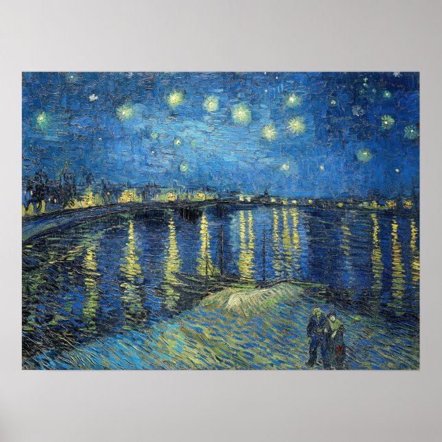 Póster Noche De Vincent Van Gogh Starry Sobre El Ródano 1 (Frente)