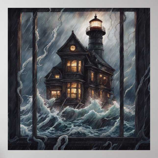 Póster Noche del faro Stormy (Frente)