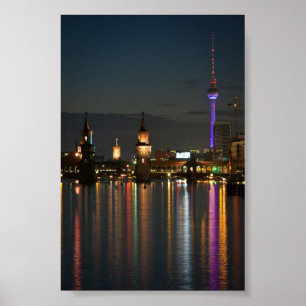 Póster Noche del puente de Berlín Alexanderplatz Oberbaum