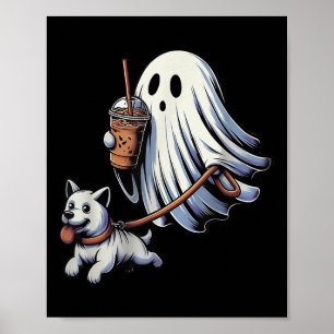 Póster Noche divertida de Halloween del fantasma del perr
