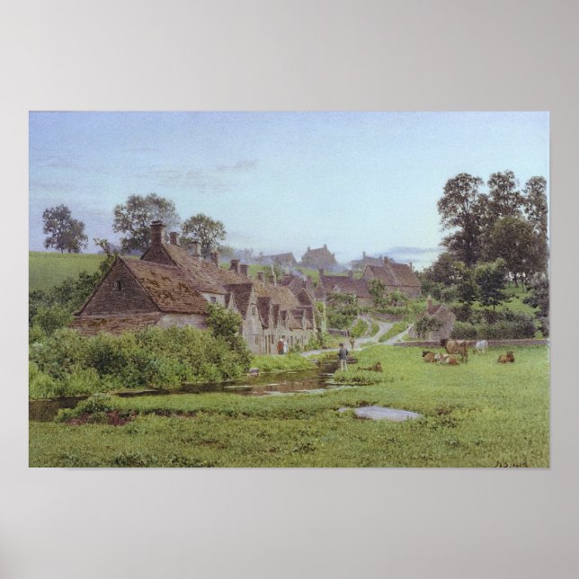 Póster Noche en Arlington Row, Bibury, Gloucestershire (Frente)