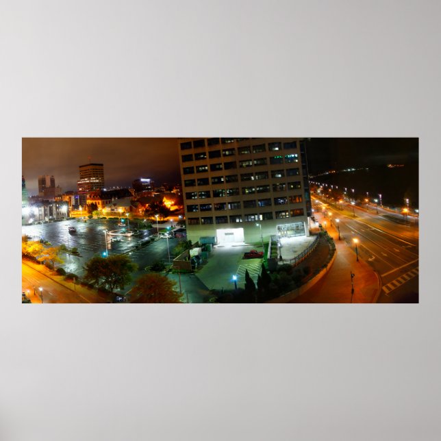 Póster Noche en el centro de Evansville, Indiana (Frente)