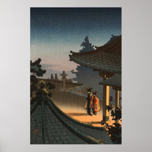 Póster Noche en el templo de Miidera, por Tsuchiya Koitsu