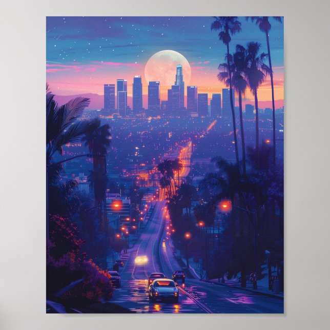 Póster Noche en Los Angeles California USA (Frente)